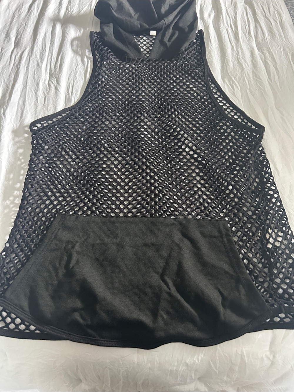 Black Mesh Swim Cover-Up Hoodie - Women Swim Top
